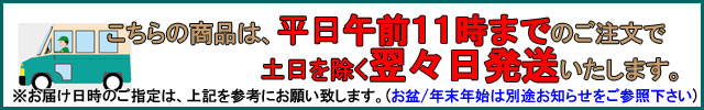 平日11時までご注文で土日除く翌々日出荷